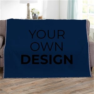 Design Your Own Personalized 56x60 Woven Throw- Navy Blue - 40366-NB