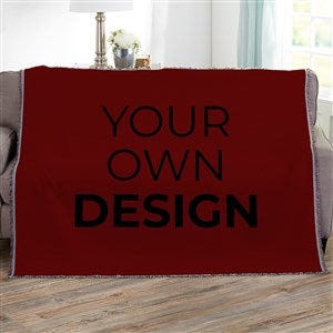 Design Your Own Personalized 56x60 Woven Throw- Burgundy - 40366-BU