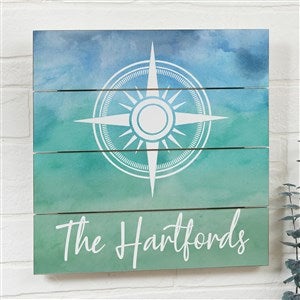Seaside Watch Personalized Wooden Shiplap Sign- 12quot; x 12quot; - 40486-12x12