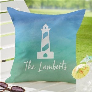 Seaside Watch Personalized Outdoor Throw Pillow- 16”x 16” - 40487