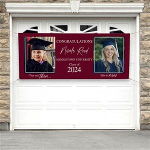 Then  Now Graduate Personalized Photo Banner - 30x72 - 40541-P