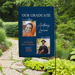 Then  Now Graduate Personalized Photo Garden Flag - 40542