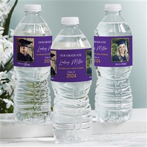 Then  Now Graduate Personalized Photo Water Bottle Labels - 40543