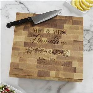 Laurels Of Love Personalized 12x12 Butcher Block Cutting Board - 40551-12