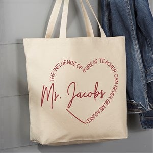 A Great Teacher Personalized Canvas Tote Bag - Large - 40583-L