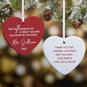 A Great Teacher Personalized Heart Ornament- 3.25quot; Glossy - 2 Sided - 40585-2