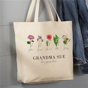 Birth Month Flower Personalized Canvas Tote Bag- 20quot; x 15quot; - 40628