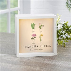 Birth Month Flower Personalized LED Ivory Light Shadow Box- 6quot;x 6quot; - 40633-I-6x6