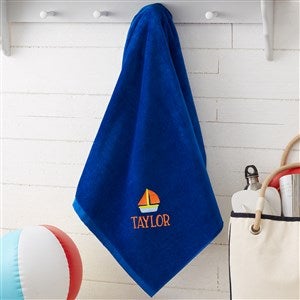Beach Fun Embroidered 36x72 Beach Towel- Blue - 40650-L
