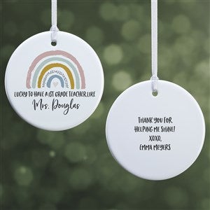 Boho Rainbow Teacher Personalized Ornament- 2.85quot; Glossy - 2 Sided - 40655-2S