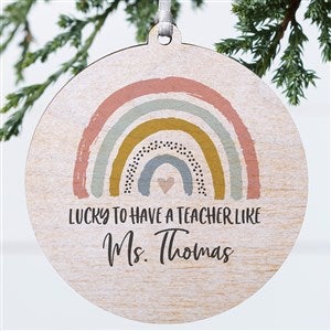 Boho Rainbow Teacher  Personalized Ornament- 3.75 Wood - 1 Sided - 40655-1W