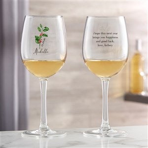 Personalized White Wine Glass - Birth Month Flower - 40660-W