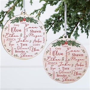 Merry Family Personalized Wood Christmas Ornament - 2 Sided - 40673-2W