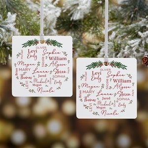 Merry Family Personalized Metal Christmas Ornament - 2 Sided - 40673-2M