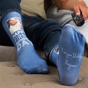First Fathers Day Personalized Photo Adult Socks - 40727