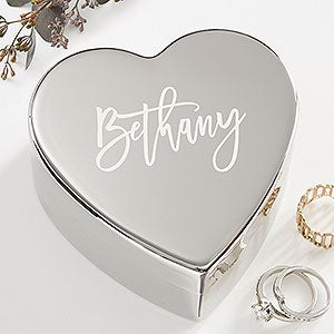 Scripty Name Personalized Silver Heart Keepsake - 40768