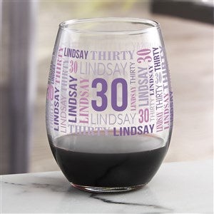 Repeating Birthday Personalized Stemless Wine Glass - 40818-S