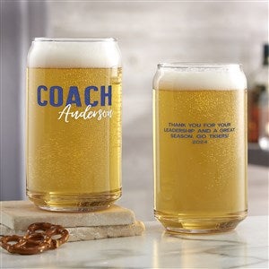 Thanks Coach Personalized 16 oz. Beer Can Glass - 40848-B