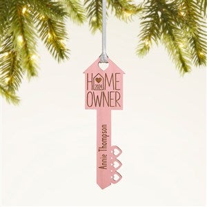 Home Owners Personalized Wood Key Ornament- Pink Stain - 40857-P