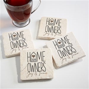 Home Owners Personalized Tumbled Stone Coaster Set - 40867