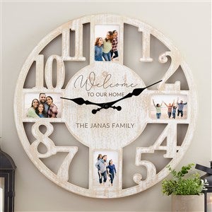 Personalized Picture Frame Wall Clock - Whitewashed - Entryway Collection - 40872-W