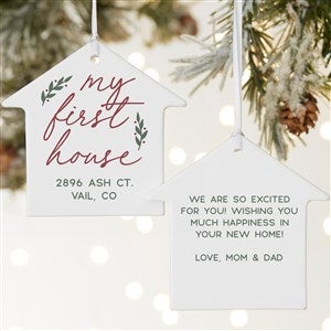 Our First Home Personalized House Ornament- 3.75quot; Matte - 2 Sided - 40886-2L