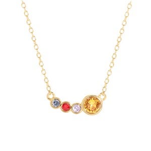 Custom Mother  Child Gold Birthstone Necklace - 4 Stones - 40902D-4G