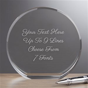 Engraved Message 4quot; Round Crystal Award - 40986