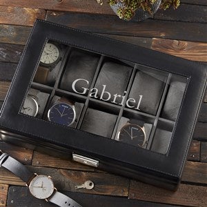 Classic Engraved Vegan Leather 10 Slot Personalized Watch Box - 41001-10