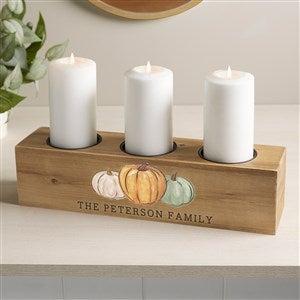 Fall Family Pumpkins Personalized 3 pc. Wood Pillar Candle Holder - 41039