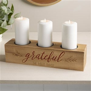 Thankful Personalized 3 pc. Wood Pillar Candle Holder - 41041