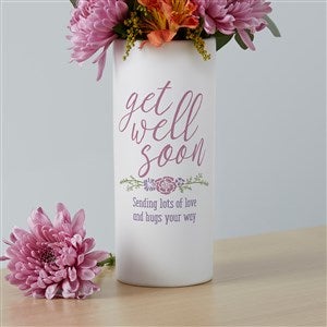 Get Well Soon Personalized White Flower Vase - 41067