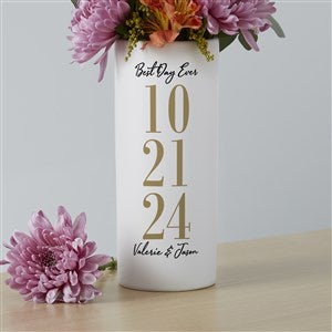 The Big Day Personalized White Cylinder Vase - 41070