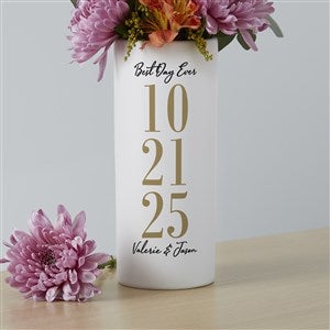 The Big Day Personalized White Cylinder Vase - 41070