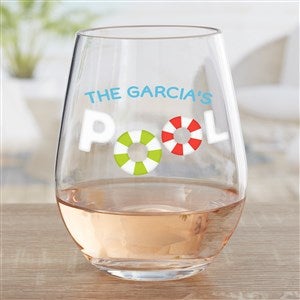 Pool Welcome Personalized Tritan Unbreakable Stemless Wine Glass - 41112-S