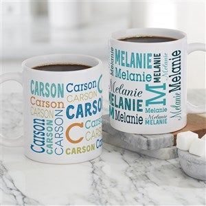 Trendy Repeating Name Personalized Coffee Mug 11 oz.- White - 41122-S