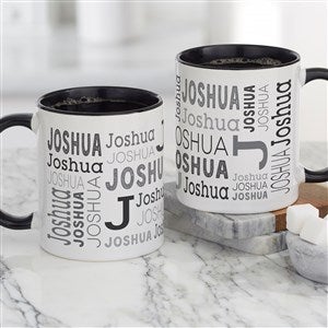 Trendy Repeating Name Personalized Coffee Mug 11 oz.- Black - 41122-B