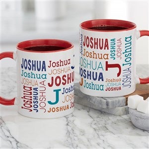 Trendy Repeating Name Personalized Coffee Mug 11 oz.- Red - 41122-R