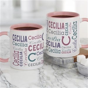 Trendy Repeating Name Personalized Coffee Mug 11 oz.- Pink - 41122-P