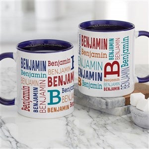 Trendy Repeating Name Personalized Coffee Mug 11 oz.- Blue - 41122-BL