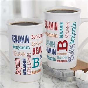 Trendy Repeating Name Personalized Latte Mug - 16 oz. White - 41122-U
