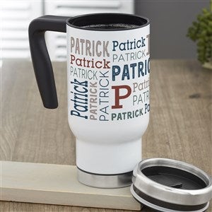 Trendy Repeating Name Personalized 14 oz. Commuter Travel Mug - 41125