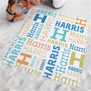 Trendy Repeating Name Personalized Beach Blanket - 41138