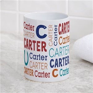 Trendy Repeating Name Personalized Ceramic Bathroom Cup - 41145