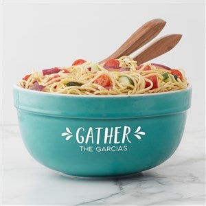 Gather & Gobble Personalized Ceramic Serving Bowl-Turquoise - 41162-T