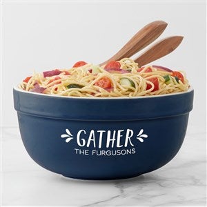 Gather  Gobble Personalized Ceramic Serving Bowl-Navy - 41162-N