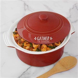 Gather  Gobble Personalized Round Casserole With Lid-Red - 41169-R