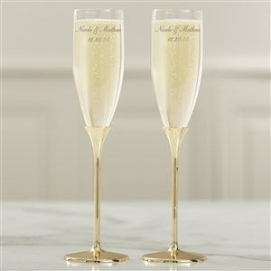 Classic Personalized Gold Wedding Flute Set - 41181