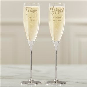 To Have  To Hold Personalized Silver Wedding Flute Set - 41186
