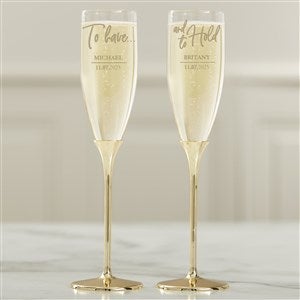 To Have  To Hold Personalized Gold Wedding Flute Set - 41187